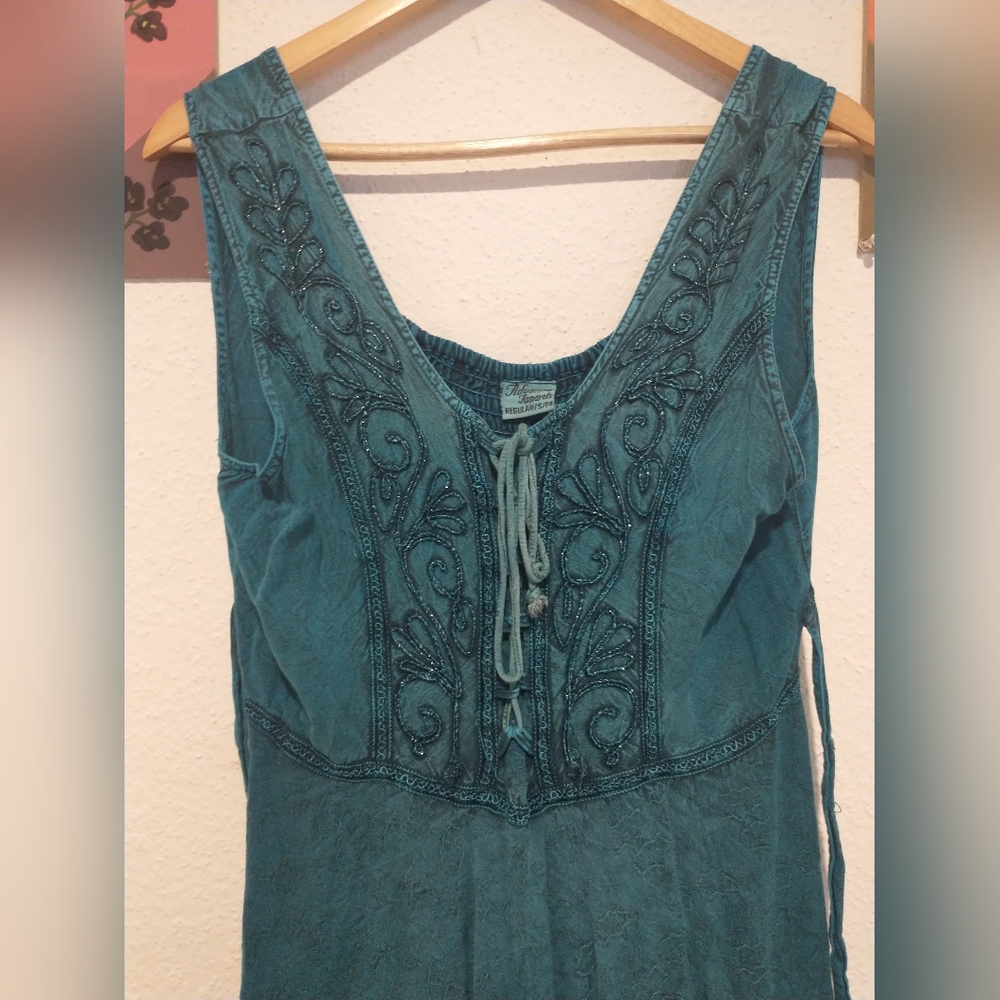 Sakkas Sundara Advance Apparels Stonewashed Rayon Embroidered Dress - Picture 4 of 7